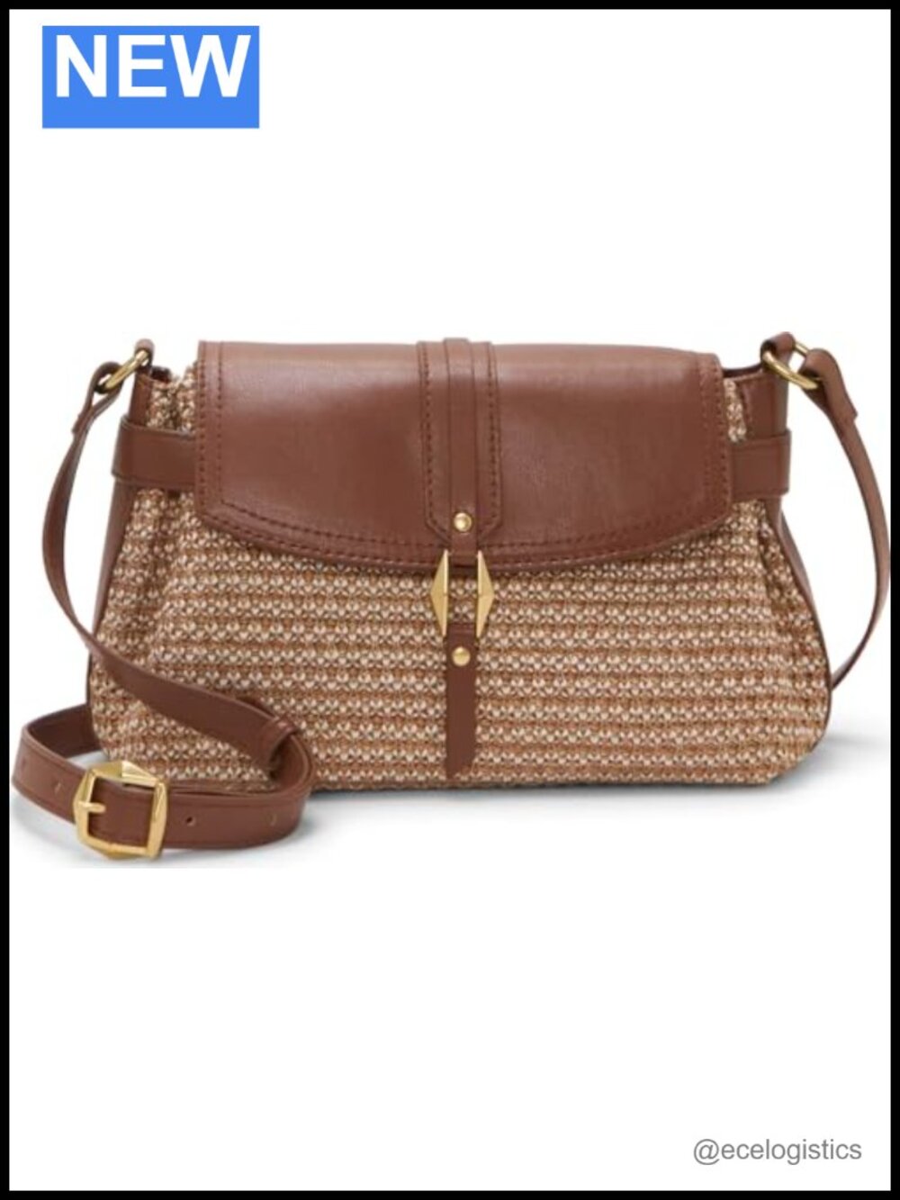 Vince Camuto Hadley Straw Crossbody Bag Magnetic Snap